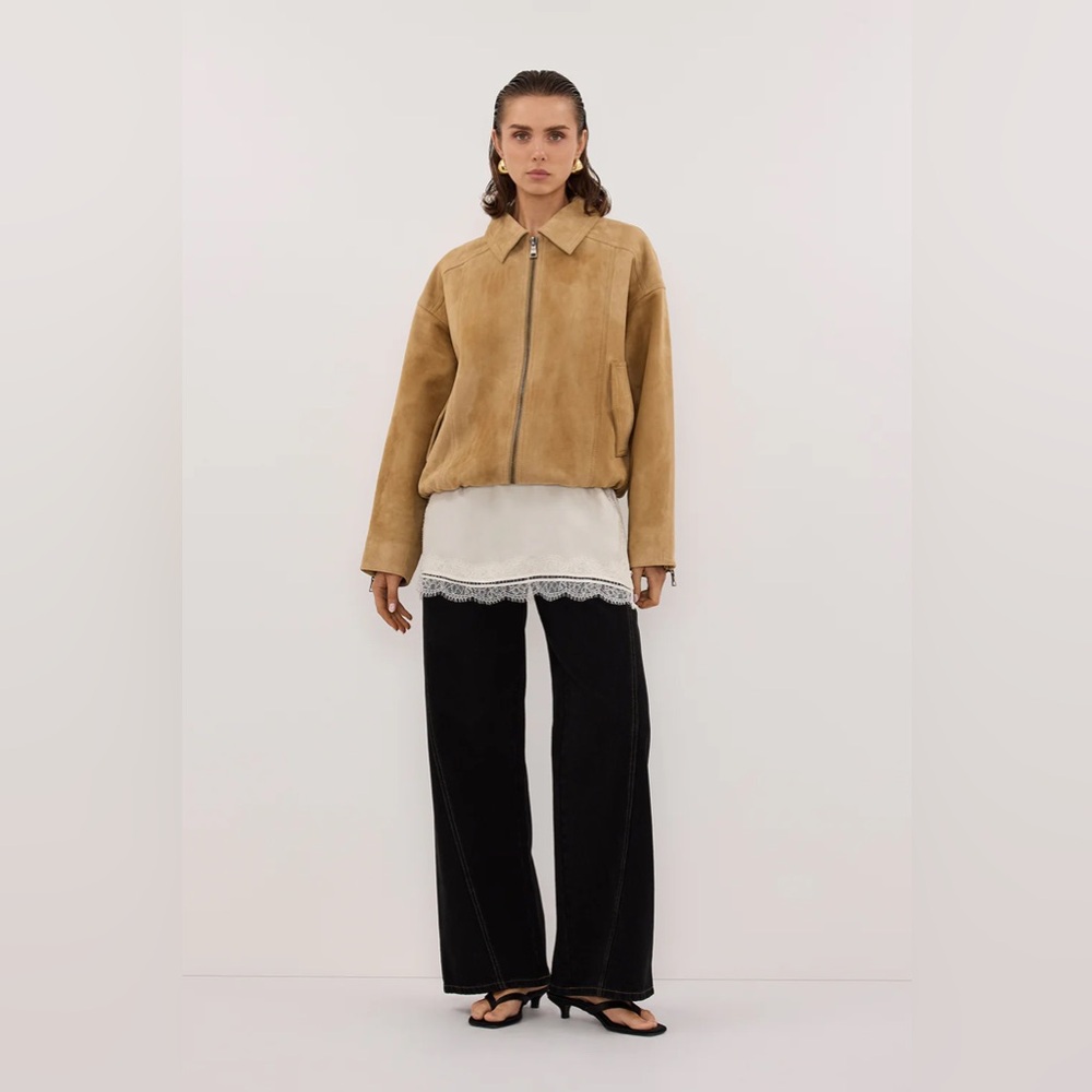 Dissh Pampas suede bomber S like reformation Lisa says gah Frankie shop NWT$622